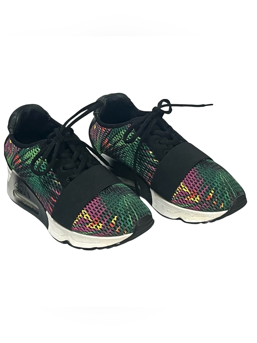 Ash Lacey Tropical Colors Mesh Wedge Sneakers w/Black Elastic
Strap 38EU 7.5-8 - Picture 3 of 9